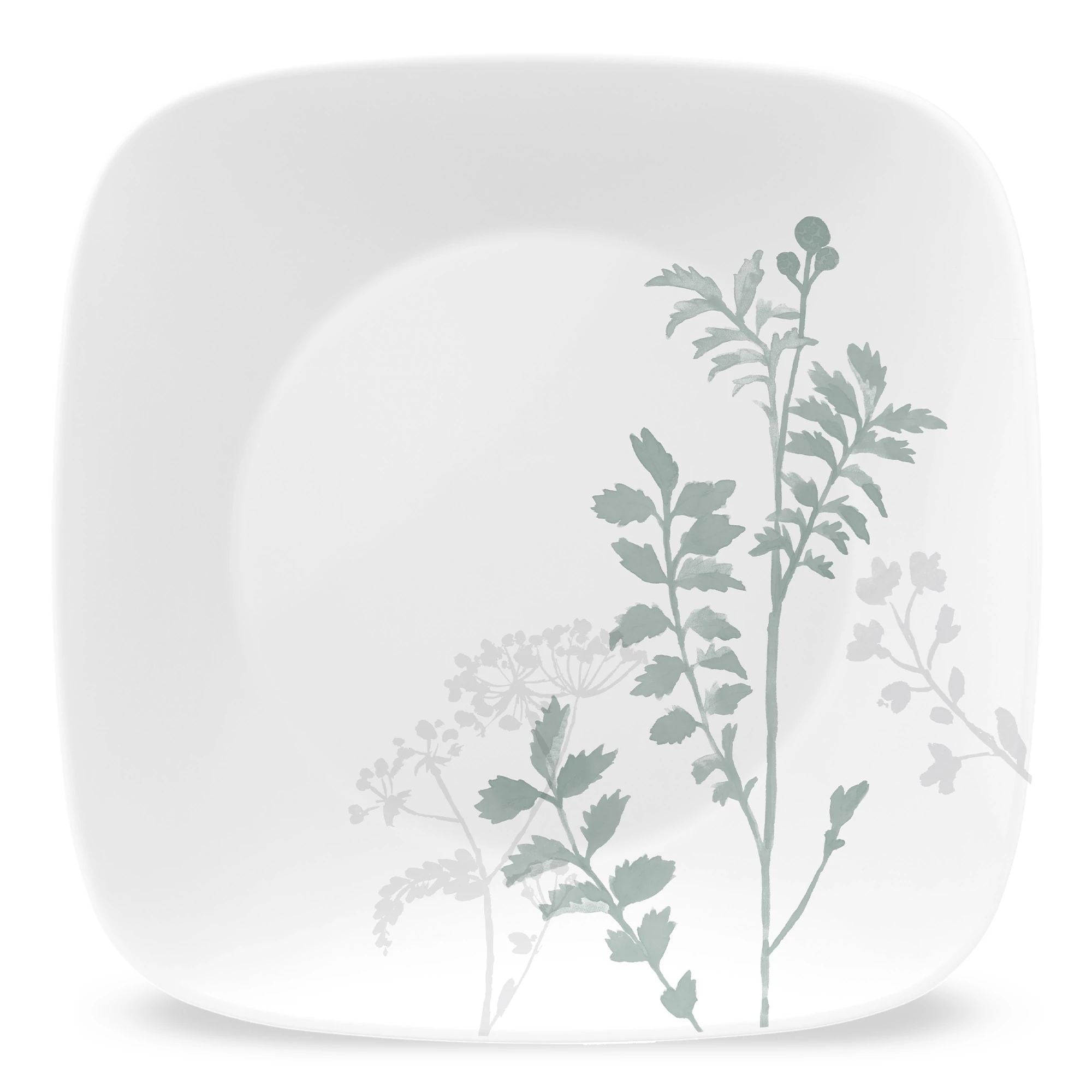 Assiette carrée fleurie sauge de 26,5 cm