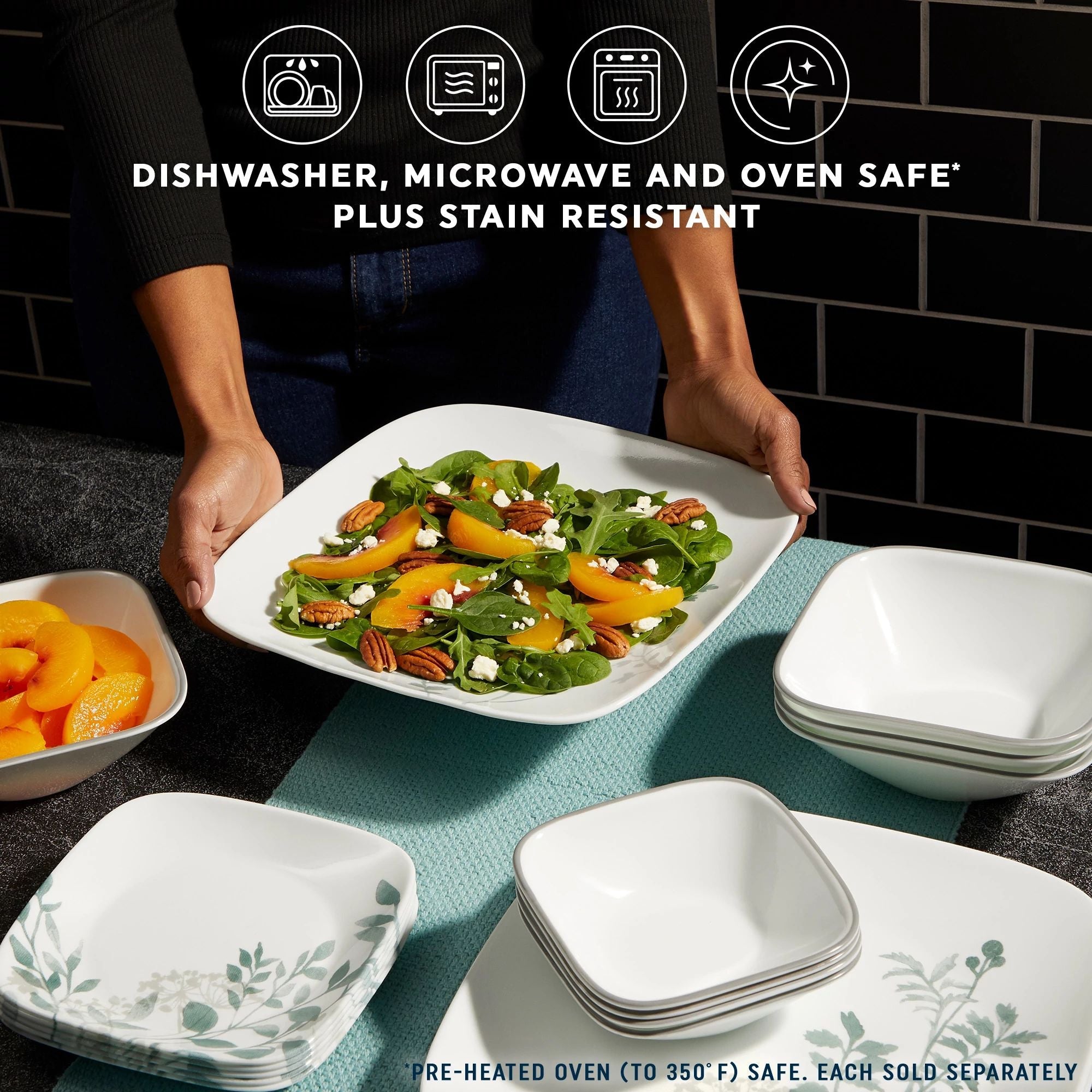 Assiette à apéritif carrée florale sauge de 6,5 pouces