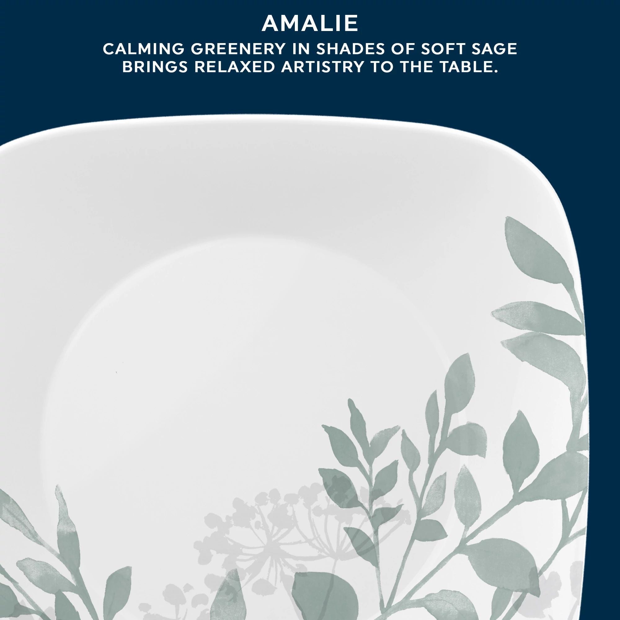 Assiette à apéritif carrée florale sauge de 6,5 pouces