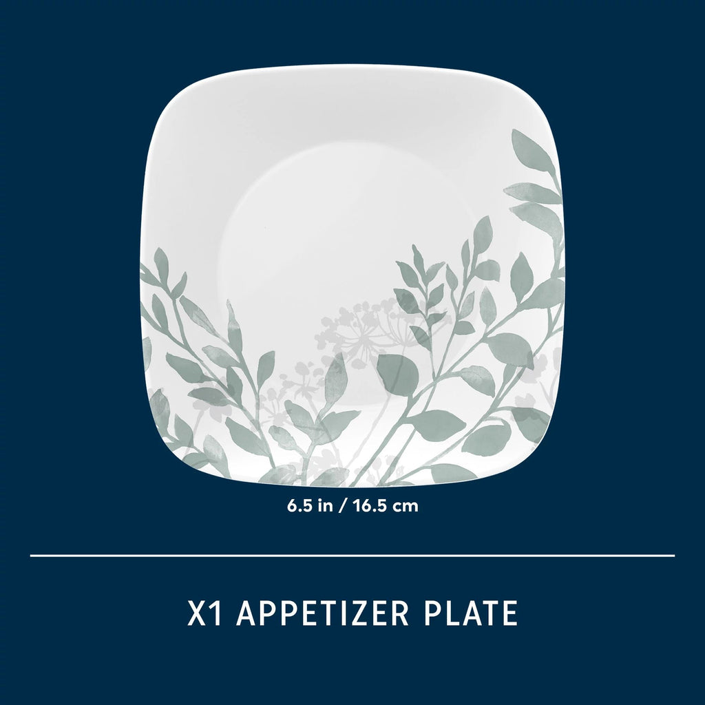 Assiette à apéritif carrée florale sauge de 6,5 pouces