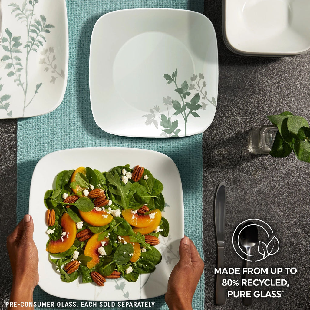 Assiette à apéritif carrée florale sauge de 6,5 pouces