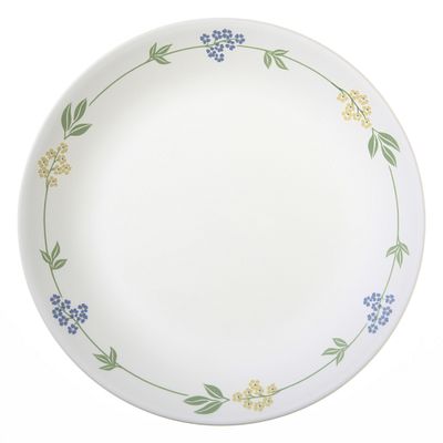 Assiette plate florale or et pervenche de 26 cm